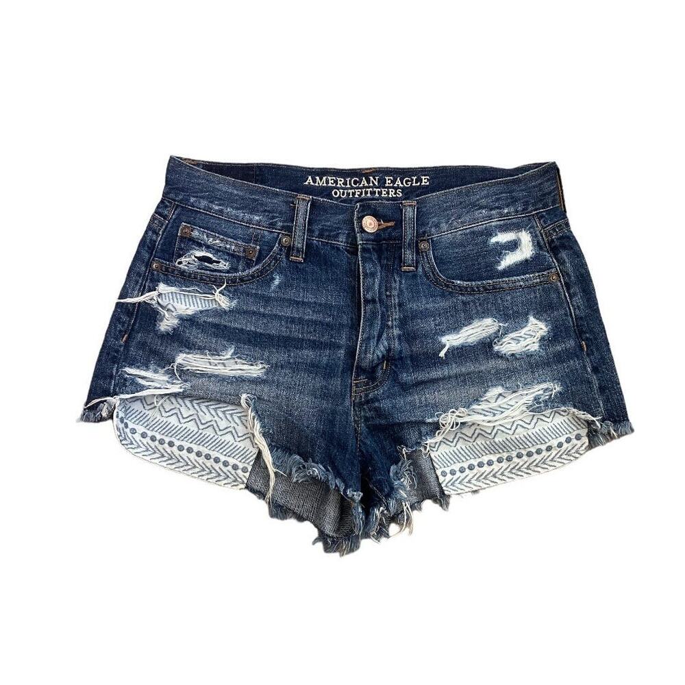 American Eagle Vintage High Rise Festival Denim Shorts Size 2